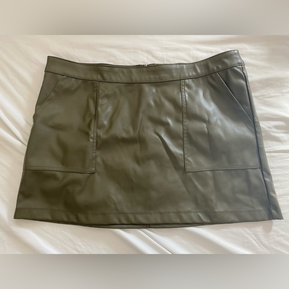 A New Day green leather skirt
